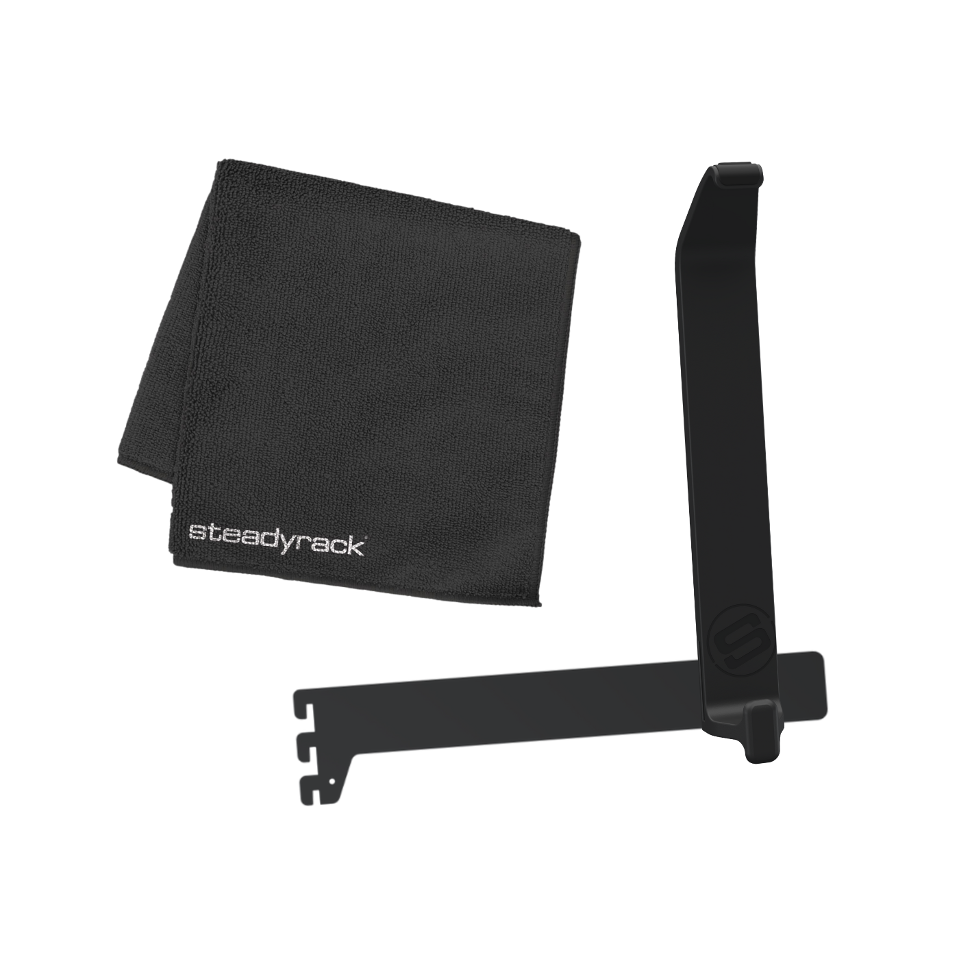 Black rack mount kit with cloth on a white background